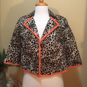 Peck & Peck Crop Waist Animal Print Swing Jacket